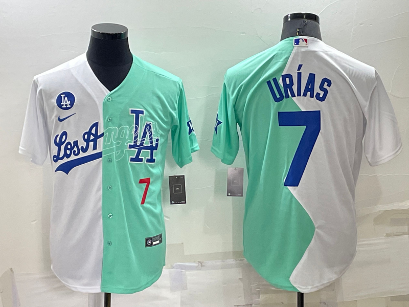 Men's Los Angeles Dodgers #7 Julio Urías 2022 All-Star White/Green Cool Base Stitched Baseball Jersey
